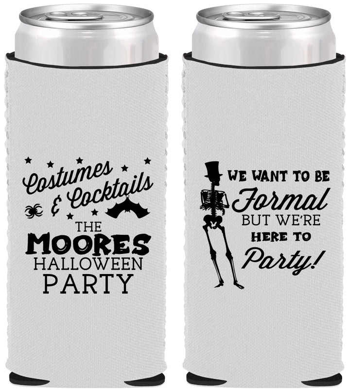 Custom Halloween Neoprene Slim Can Coolers - Skeleton | 250057