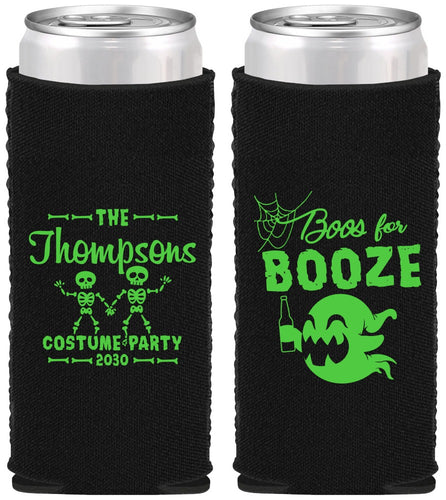 Custom Halloween Neoprene Slim Can Coolers - Boos And Booze | 250058