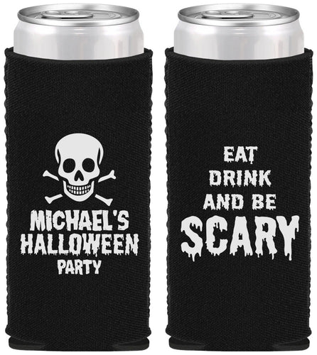 Custom Halloween Neoprene Slim Can Coolers - Eat Drink Be Scary | 250059