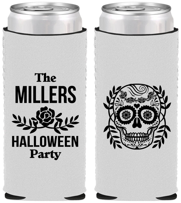 Custom Halloween Neoprene Slim Can Coolers - Sugar Skull | 250061