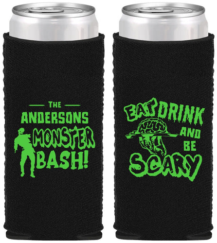 Custom Halloween Neoprene Slim Can Coolers - Eat Drink Be Scary | 250070
