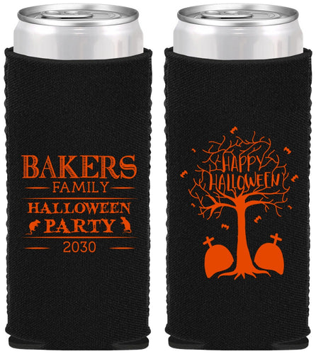 Custom Halloween Neoprene Slim Can Coolers - Graveyard Shift | 250076