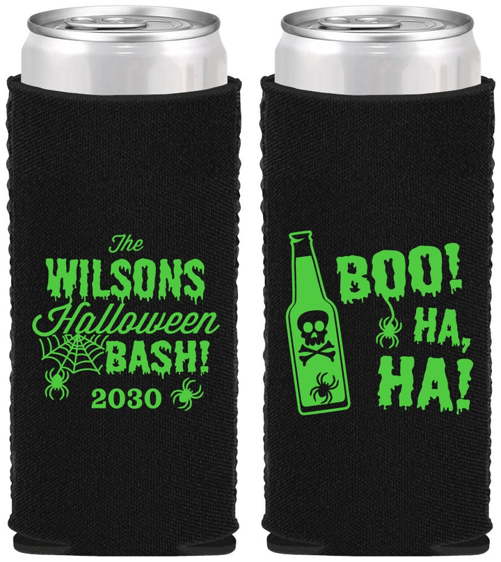 Custom Halloween Neoprene Slim Can Coolers - Boo Skeleton | 250078
