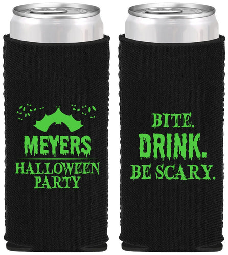 Custom Halloween Neoprene Slim Can Coolers - Bite Drink Be Scary | 250082