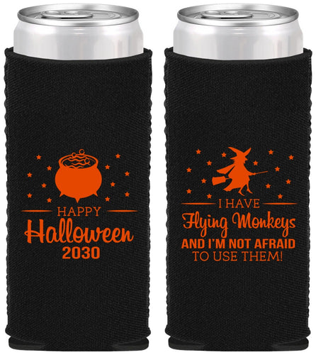 Custom Halloween Neoprene Slim Can Coolers - Witch | 250084