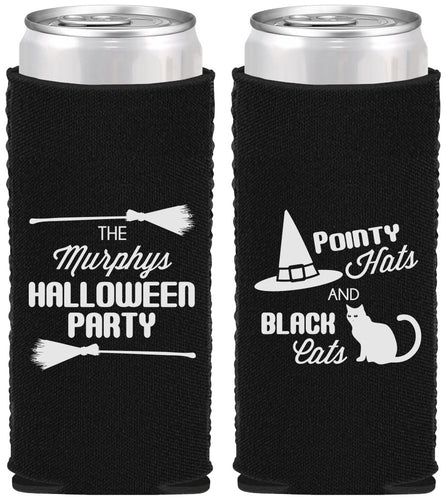 Custom Halloween Neoprene Slim Can Coolers - Black Cats | 250087