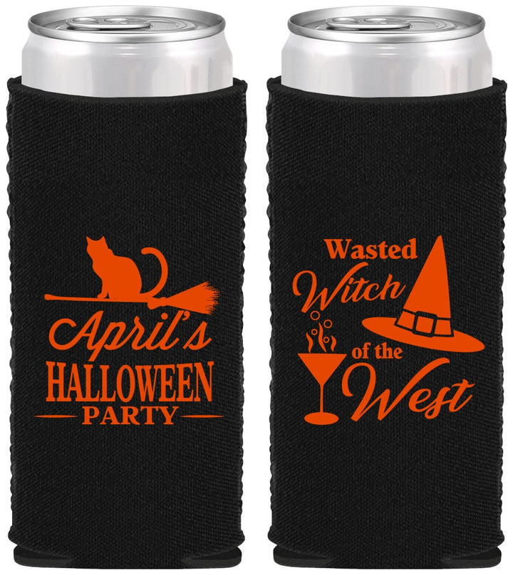 Custom Halloween Neoprene Slim Can Coolers - Witch | 250088