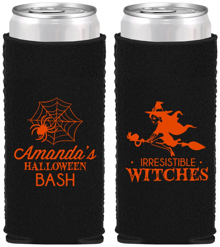 Custom Halloween Neoprene Slim Can Coolers - Witches | 250092