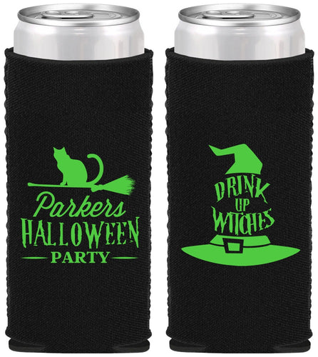 Custom Halloween Neoprene Slim Can Coolers - Drink Up Witches | 250094