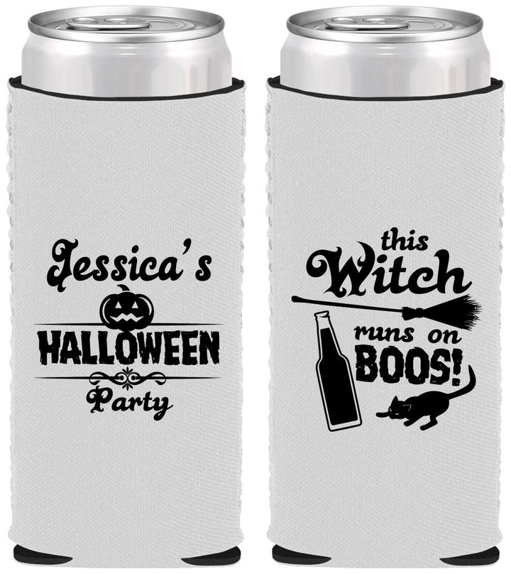 Custom Halloween Neoprene Slim Can Coolers - Witch Boos | 250097
