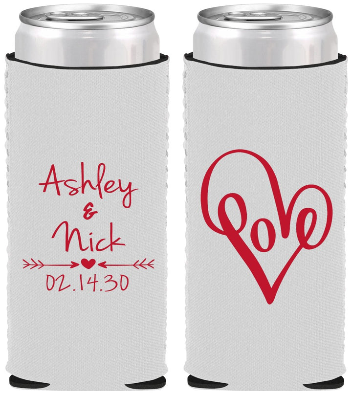 Custom Wedding Neoprene Slim Can Coolers - Love | 252