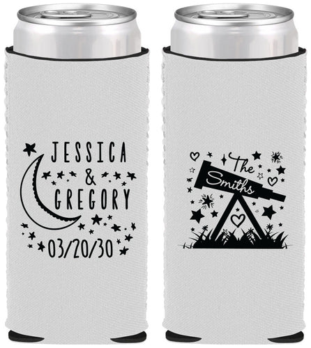 Custom Wedding Neoprene Slim Can Coolers - Telescope | 255