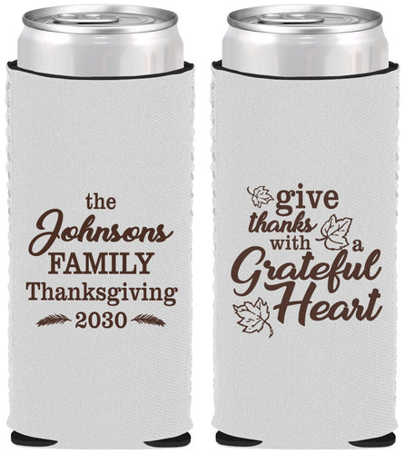 Custom Thanksgiving Neoprene Slim Can Coolers - Grateful | 260006