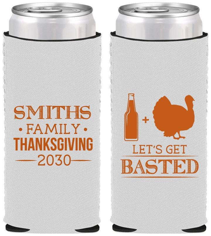 Custom Thanksgiving Neoprene Slim Can Coolers - Lets Get Basted | 260008