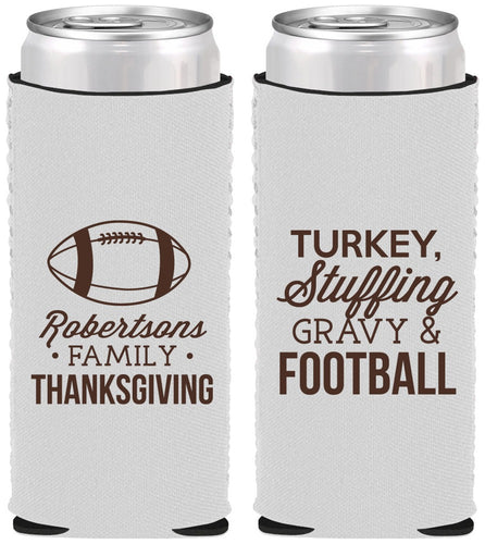 Custom Thanksgiving Neoprene Slim Can Coolers - Football Turkey | 260010