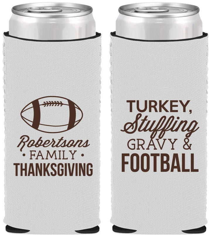 Custom Thanksgiving Neoprene Slim Can Coolers - Football Turkey | 260010