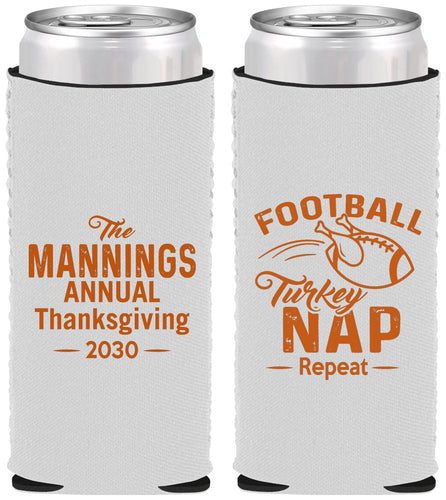 Custom Thanksgiving Neoprene Slim Can Coolers - Football Turkey | 260012