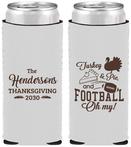 Custom Thanksgiving Neoprene Slim Can Coolers - Football Turkey | 260014