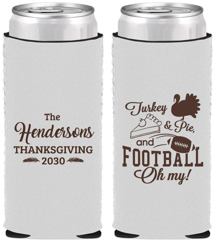 Custom Thanksgiving Neoprene Slim Can Coolers - Football Turkey | 260014