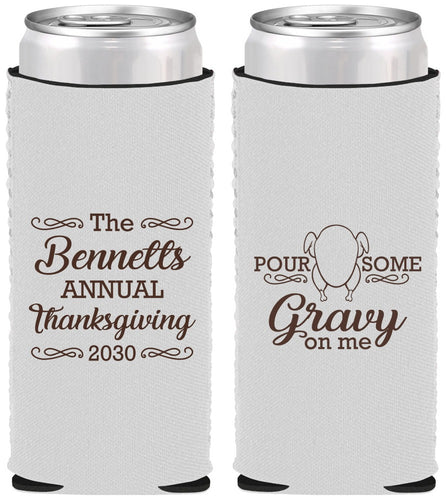 Custom Thanksgiving Neoprene Slim Can Coolers - Turkey Gravy | 260015