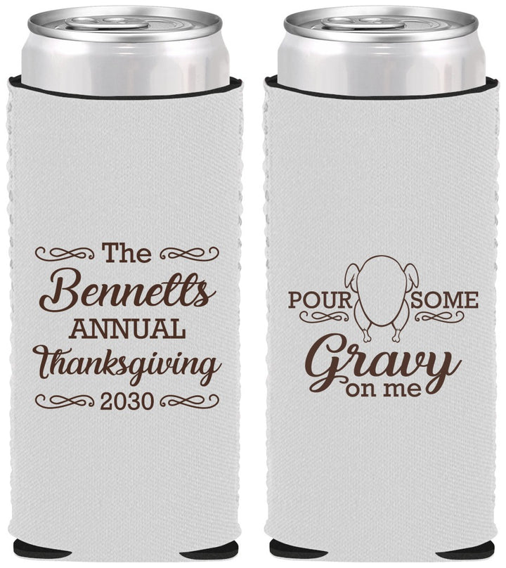 Custom Thanksgiving Neoprene Slim Can Coolers - Turkey Gravy | 260015