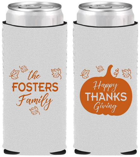 Custom Thanksgiving Neoprene Slim Can Coolers - Pumpkin | 260016