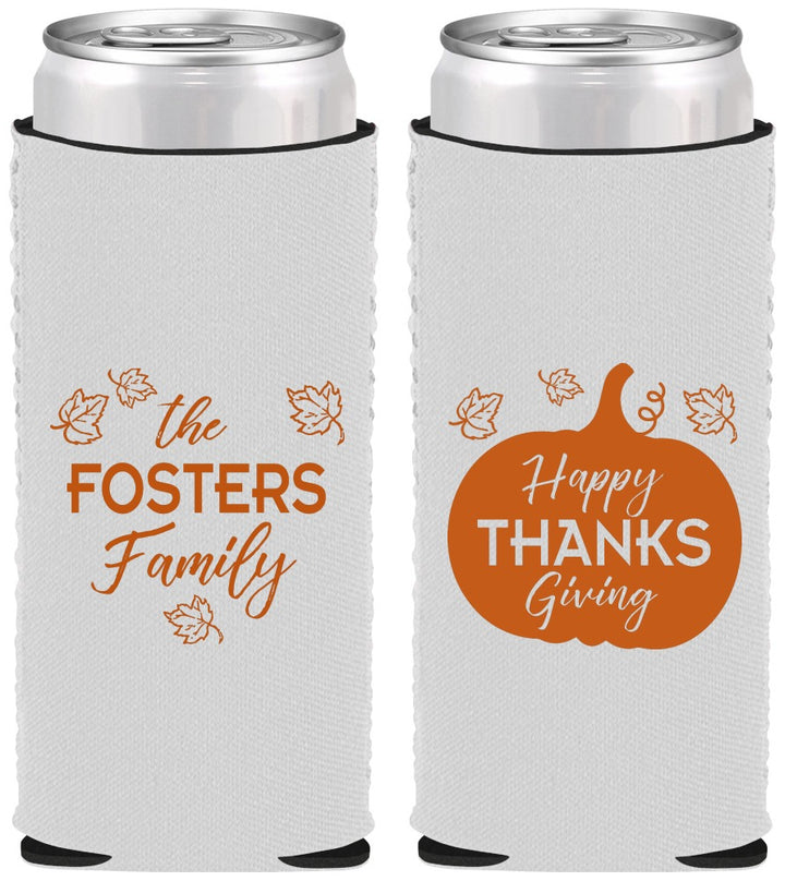 Custom Thanksgiving Neoprene Slim Can Coolers - Pumpkin | 260016