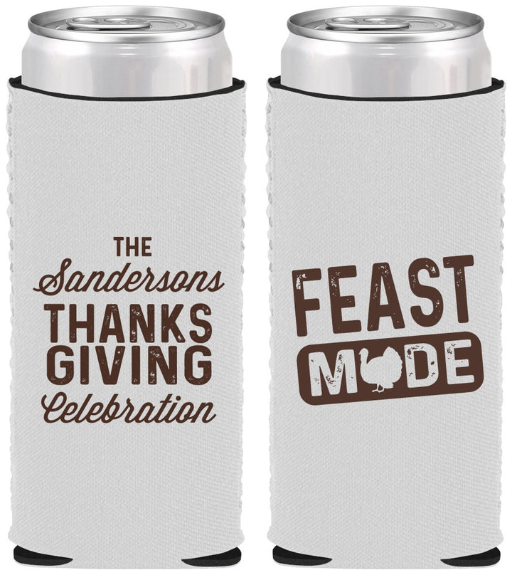 Custom Thanksgiving Neoprene Slim Can Coolers - Feast Mode | 260019