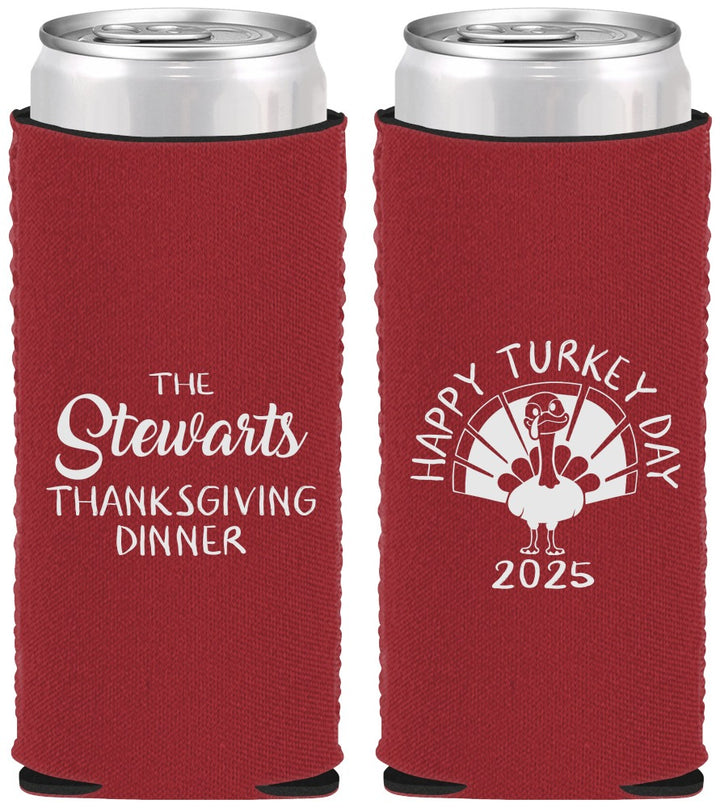 Custom Thanksgiving Neoprene Slim Can Coolers - Turkey Day | 260021