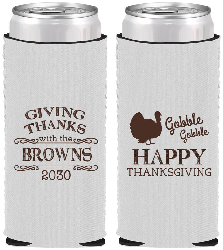 Custom Thanksgiving Neoprene Slim Can Coolers - Gobble Gobble | 260022