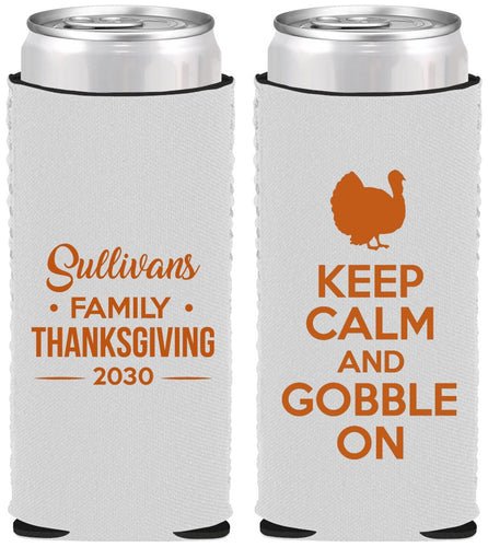 Custom Thanksgiving Neoprene Slim Can Coolers - Gobble Turkey | 260024