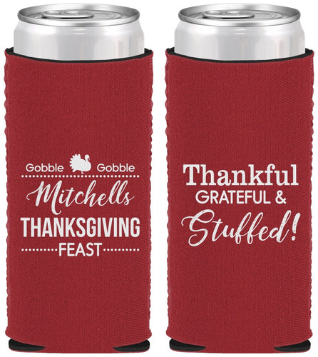 Custom Thanksgiving Neoprene Slim Can Coolers - Thankful Stuffed | 260029