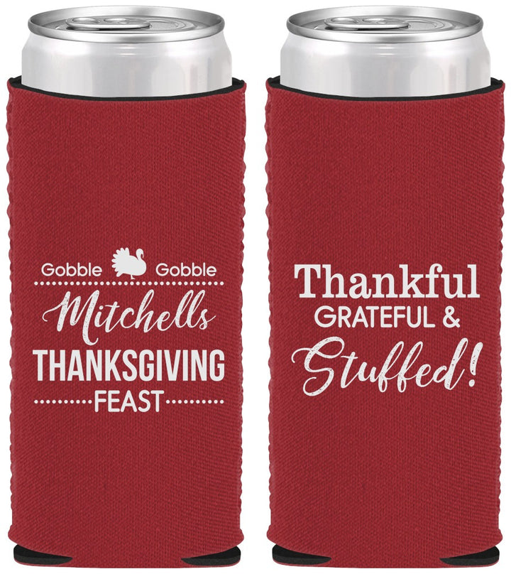 Custom Thanksgiving Neoprene Slim Can Coolers - Thankful Stuffed | 260029