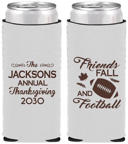 Custom Thanksgiving Neoprene Slim Can Coolers - Football | 260031