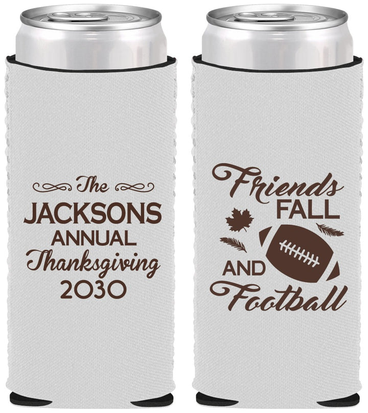 Custom Thanksgiving Neoprene Slim Can Coolers - Football | 260031