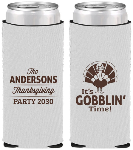 Custom Thanksgiving Neoprene Slim Can Coolers - Turkey Gobblin | 260035