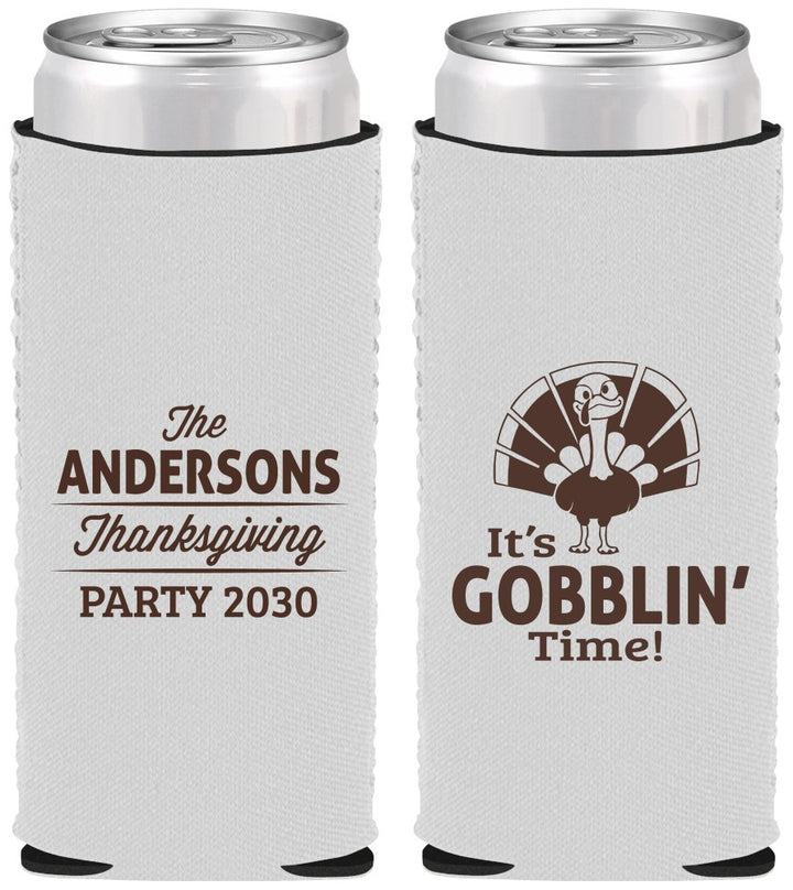 Custom Thanksgiving Neoprene Slim Can Coolers - Turkey Gobblin | 260035