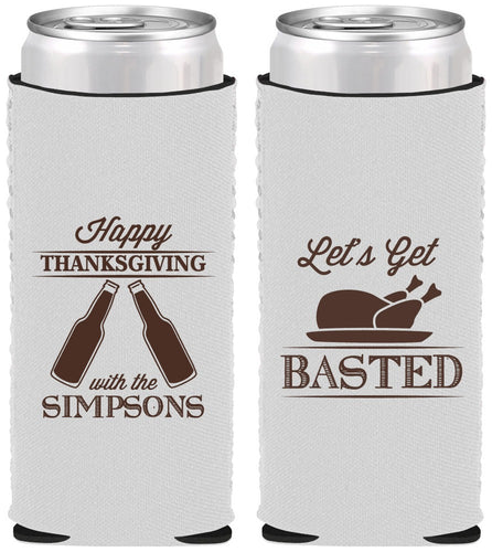 Custom Thanksgiving Neoprene Slim Can Coolers - Lets Get Basted | 260039