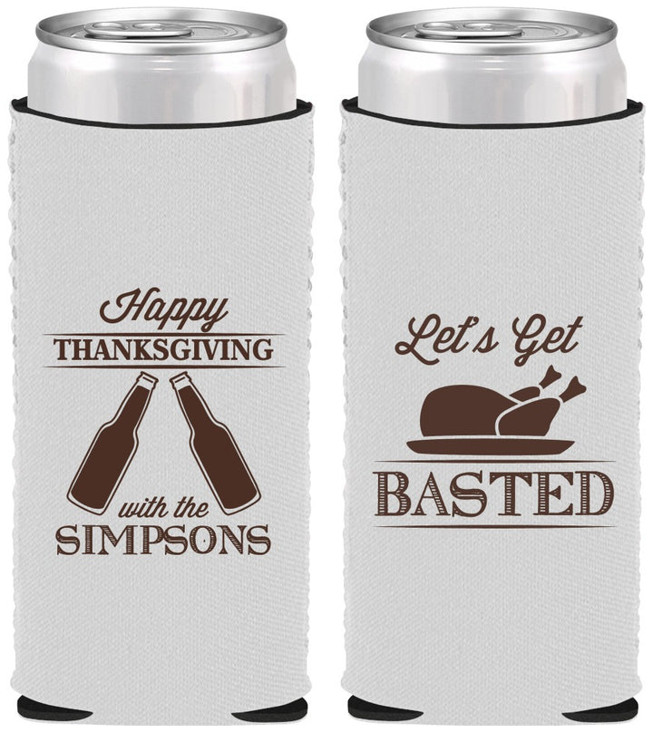 Custom Thanksgiving Neoprene Slim Can Coolers - Lets Get Basted | 260039