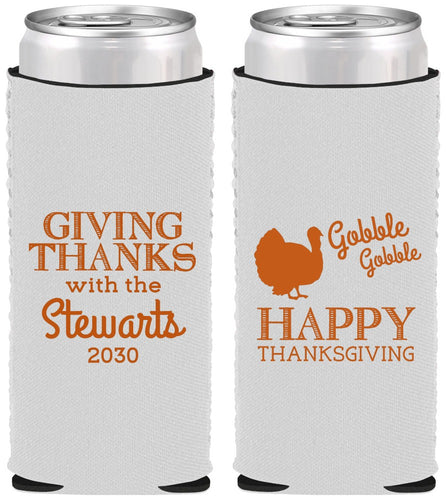 Custom Thanksgiving Neoprene Slim Can Coolers - Gobble Gobble | 260040