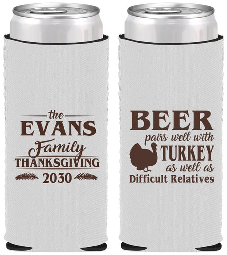 Custom Thanksgiving Neoprene Slim Can Coolers - Turkey | 260042