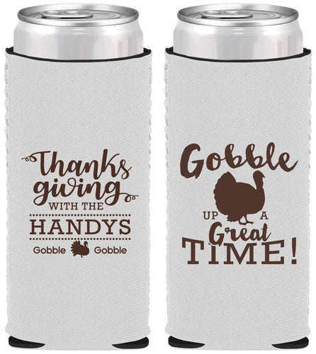 Custom Thanksgiving Neoprene Slim Can Coolers - Turkey Gobble | 260043