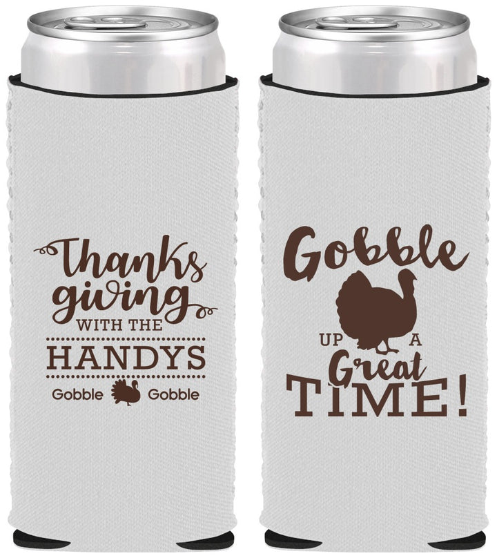 Custom Thanksgiving Neoprene Slim Can Coolers - Turkey Gobble | 260043