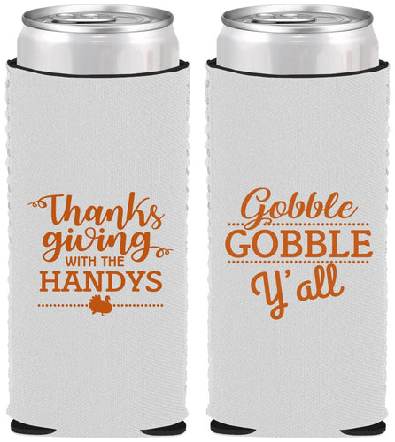 Custom Thanksgiving Neoprene Slim Can Coolers - Gobble Gobble | 260044