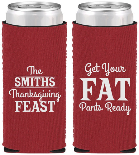 Custom Thanksgiving Neoprene Slim Can Coolers - Fat Pants Ready | 260045