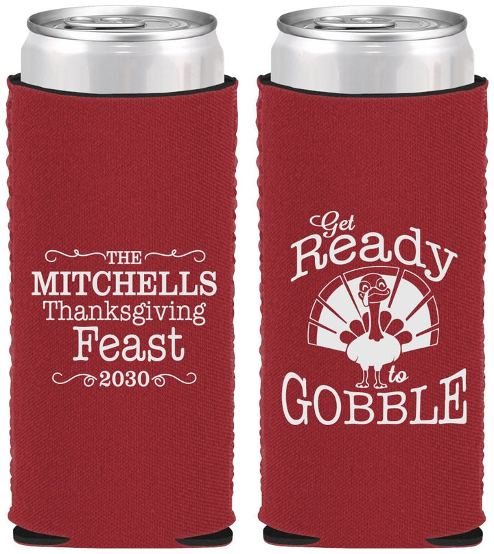 Custom Thanksgiving Neoprene Slim Can Coolers - Turkey Gobble | 260049