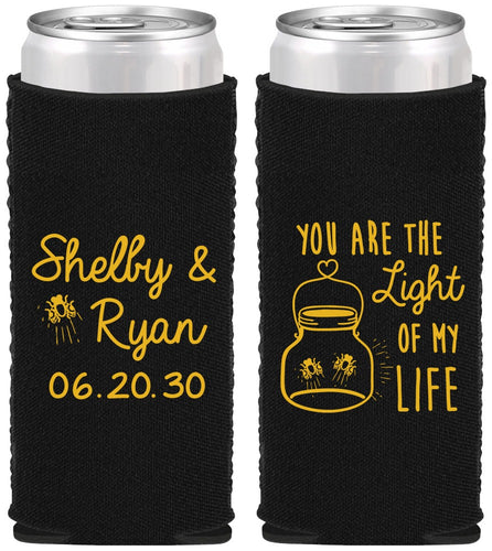 Custom Wedding Neoprene Slim Can Coolers - You Are The Light Of My Life | 262