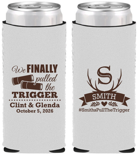 Custom Wedding Neoprene Slim Can Coolers - Finally Pull The Trigger | 264