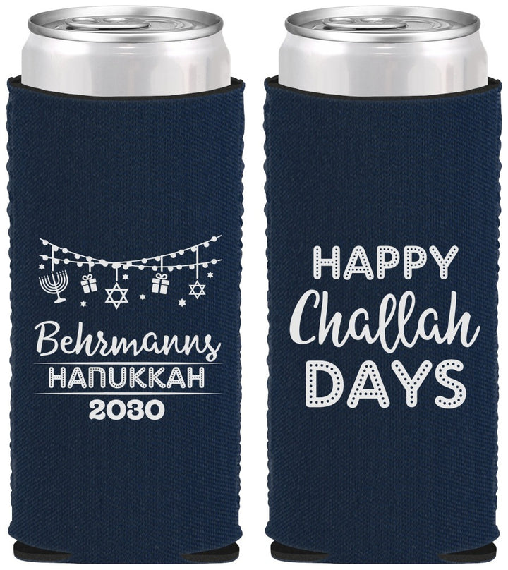 Custom Hanukkah Neoprene Slim Can Coolers - Challah Days | 270003