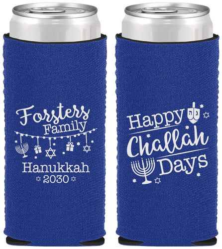 Custom Hanukkah Neoprene Slim Can Coolers - Challah Days | 270004